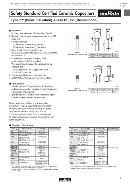 Safety Standard Certified Ceramic Capacitors/High Voltage ... - Murata