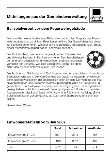Mitteilungsblatt der Gemeinde Winkel September 2007