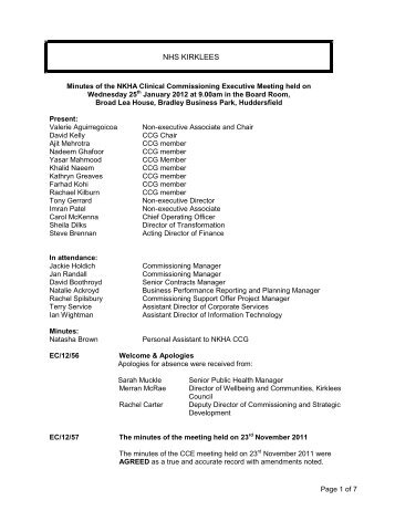 CKWCB-12-68 NKHA CCE Minutes 25 Jan 2012 ... - NHS Kirklees