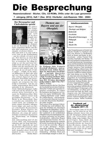 Die Besprechung, Ausgabe 1/2012 - Markus Bauer