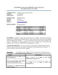 Math 1900, Analytic Geometry and Calculus II - UMSL : Mathematics ...