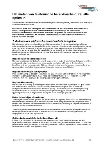 Het meten van telefonische bereikbaarheid - Callcenter Makelaar