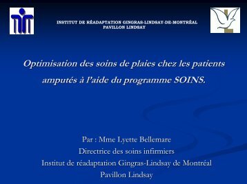 Optimisation des soins de plaies chez les patients amputÃ©s Ã  l'aide ...