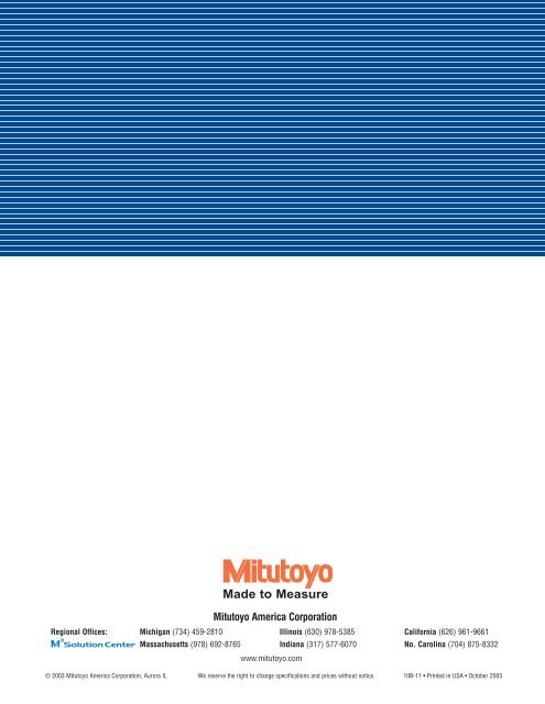 coordinate measuring machines - Mitutoyo America Corporation