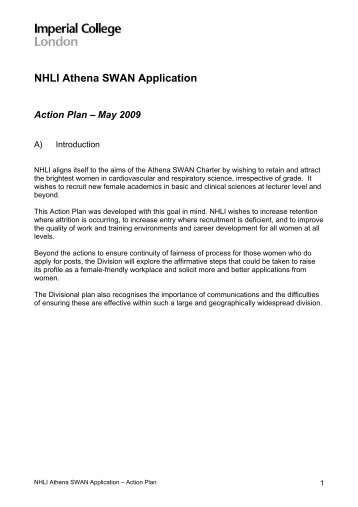 NHLI Athena SWAN Action Plan - Imperial College Faculty of Medicine