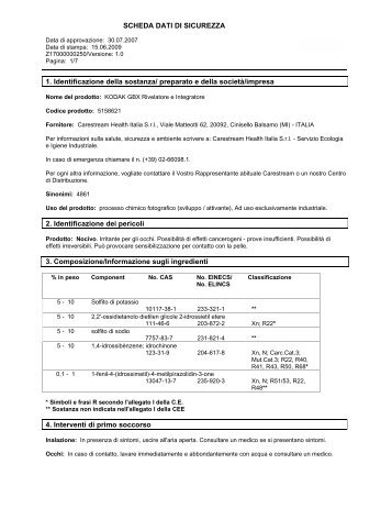 SCHEDA DATI DI SICUREZZA 1. Identificazione della ... - Alcyon Italia