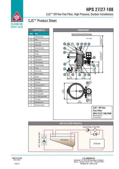 Fiche produit, Filtre Fin CJC HPS for Outdoor Installations - Cjc.dk