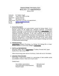 endocrine physiology biology 131 greensheet - Biological Sciences