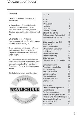 Vorwort und Inhalt 3 - Gottlieb-Daimler-Realschule Schorndorf