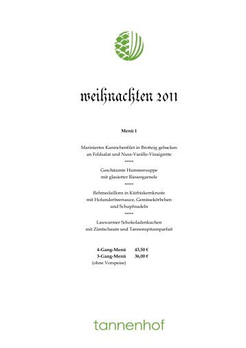 Weihnachtsmenü (pdf, 58 kb) - Hotel tannenhof