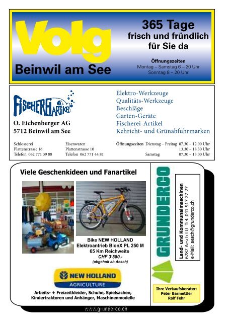 Das offizielle Monatsmagazin für Beinwil am See