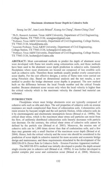 Erosion of Soils - Scour and Erosion