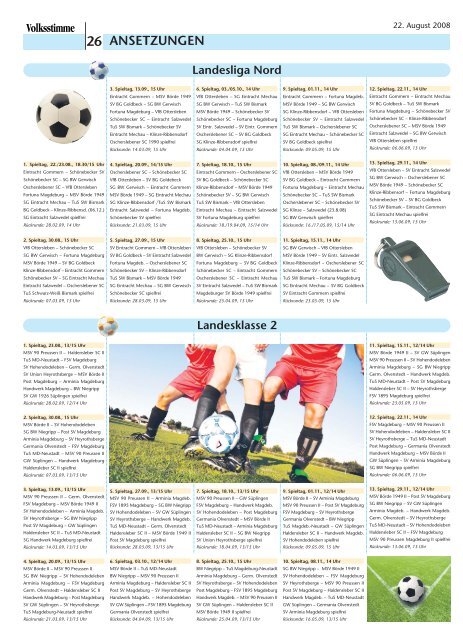 Fußballsaison 2008/09 - Volksstimme