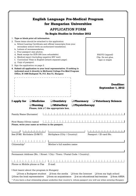 English Language Pre-Medical Program for Hungarian Universities ...