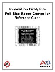 Innovation First, Inc. Full-Size Robot Controller Reference Guide