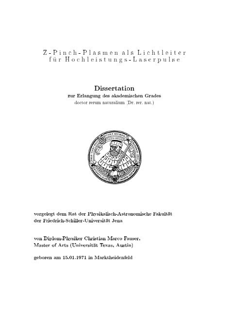 Dissertation - physik2.uni-jena.de