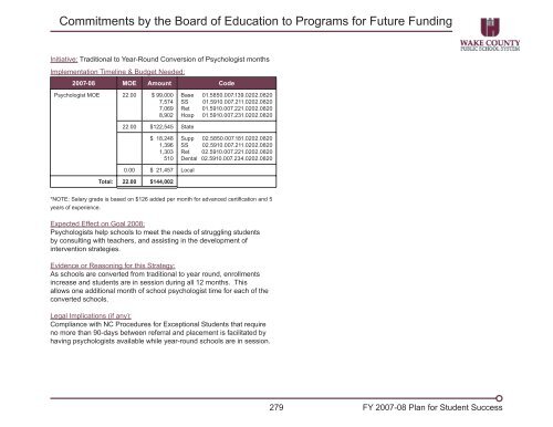 2007-08 Adopted Plan - Wake County Public School System