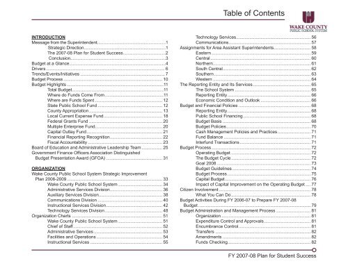 2007-08 Adopted Plan - Wake County Public School System