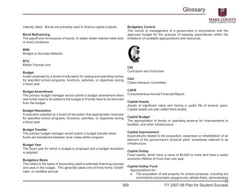 2007-08 Adopted Plan - Wake County Public School System