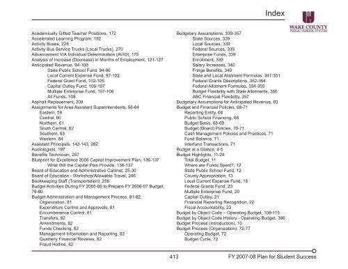 2007-08 Adopted Plan - Wake County Public School System