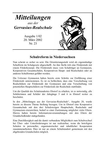 Schulreform in Niedersachsen - Gervasius-Realschule