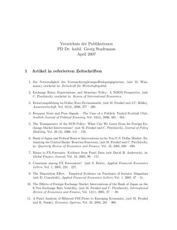 Verzeichnis der Publikationen PD Dr. habil. Georg Stadtmann April ...