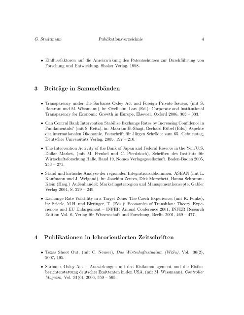 Verzeichnis der Publikationen PD Dr. habil. Georg Stadtmann April ...