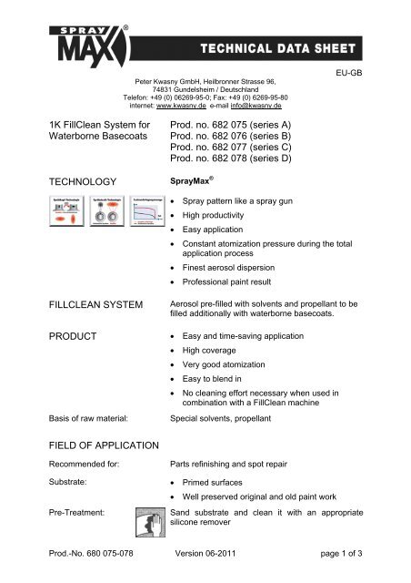 Technical instruction leaflet - Spraymax