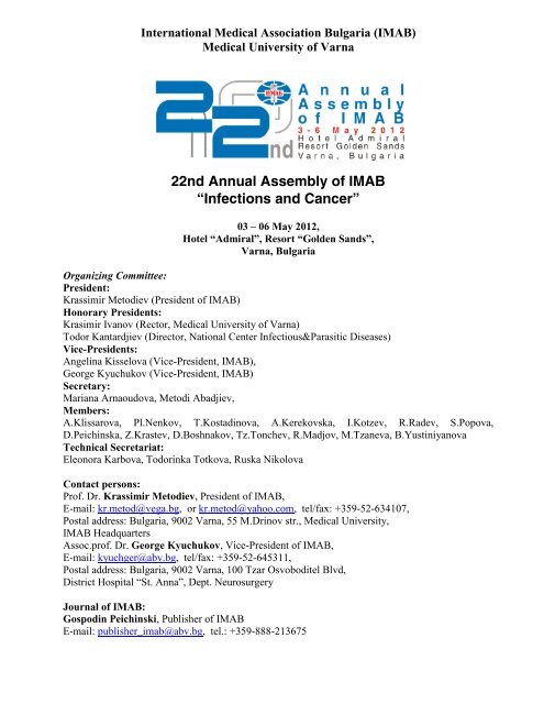 22nd Annual Assembly of IMAB - International Medical Association ...