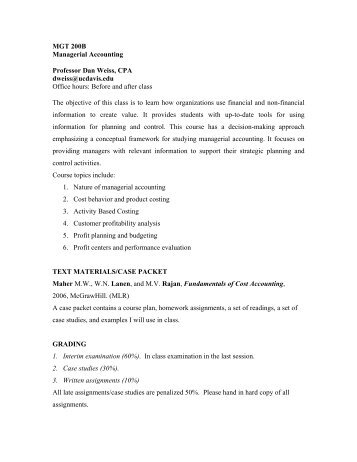 MGP 200B - Managerial Accounting - Students