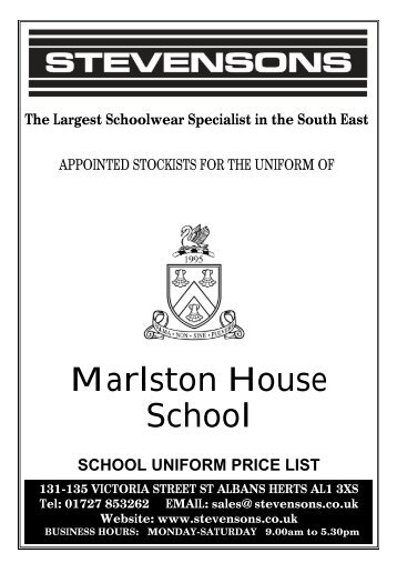 school uniform price list - Brockhurst and Marlston House Schools