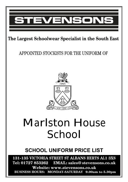 school uniform price list - Brockhurst and Marlston House Schools