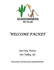 WELCOME PACKET - Sun City Oro Valley