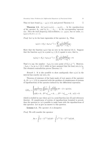 FOR DIFFERENTIAL EQUATIONS OF FRACTIONAL ORDER