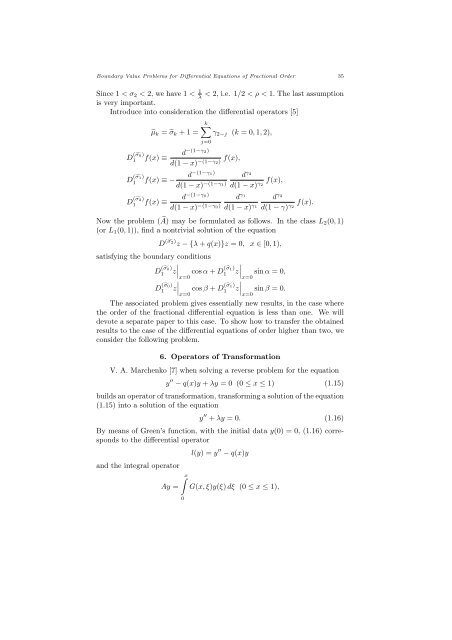 FOR DIFFERENTIAL EQUATIONS OF FRACTIONAL ORDER