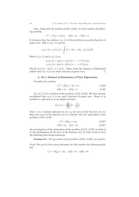 FOR DIFFERENTIAL EQUATIONS OF FRACTIONAL ORDER