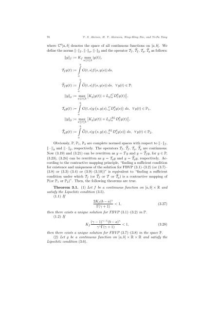 FOR DIFFERENTIAL EQUATIONS OF FRACTIONAL ORDER