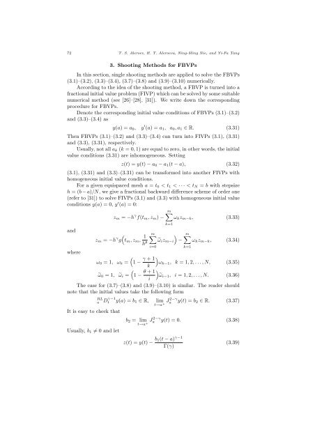 FOR DIFFERENTIAL EQUATIONS OF FRACTIONAL ORDER