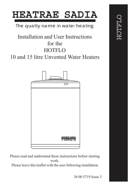 Heatrae Hotflo 10L u0026amp; 15L Water Heater 2.2kw ... - BHL.co.uk