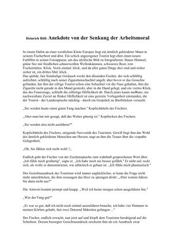 Heinrich BÃ¶ll: Anekdote von der Senkung der Arbeitsmoral