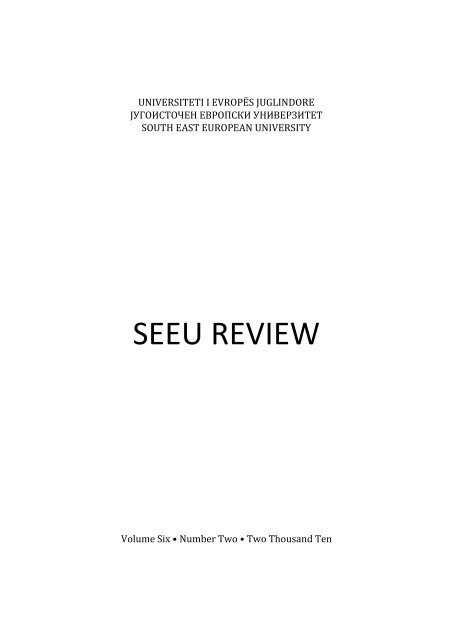 SEEU Review vol. 6 Nr. 2 (pdf) - South East European University