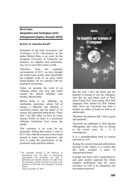 SEEU Review vol. 6 Nr. 2 (pdf) - South East European University