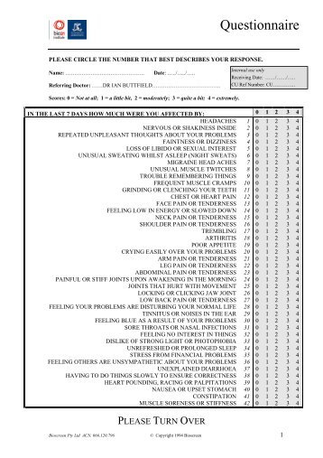 Bioscreen Questionnaire