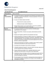 Bid Administrator - Job Description - Oxford Policy Management