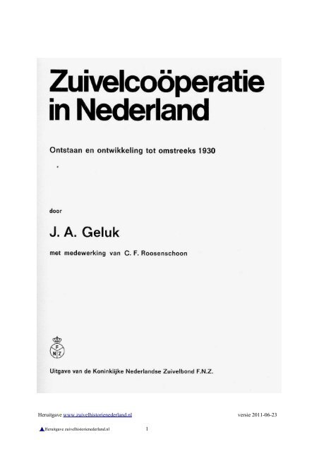 Geluk J.A. - Zuivelhistorie Nederland