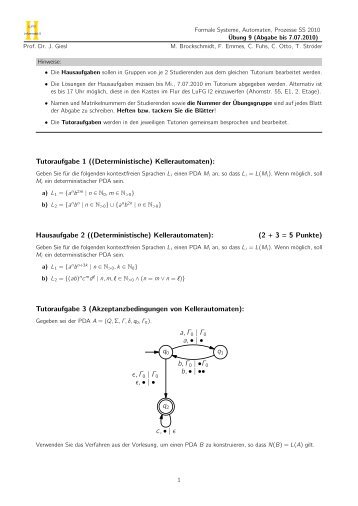 9. Übungsblatt