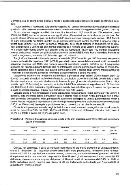 La presenza straniera in Italia negli anni '90 - Istat