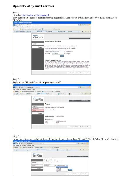 Oprettelse af ny email adresse: - DLG Tele