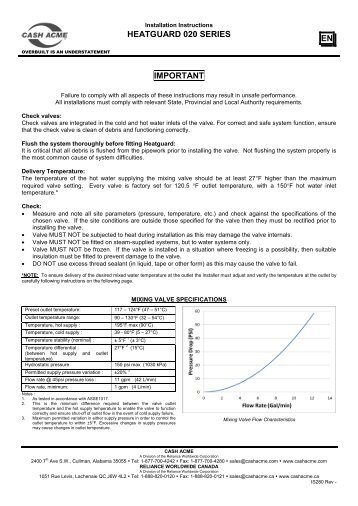 EN HEATGUARD 020 SERIES IMPORTANT - Cash Acme