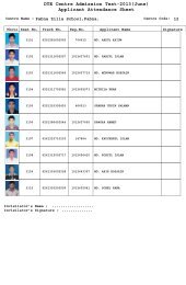 DTE Centre Admission Test-2013(June) Applicant Attendance Sheet